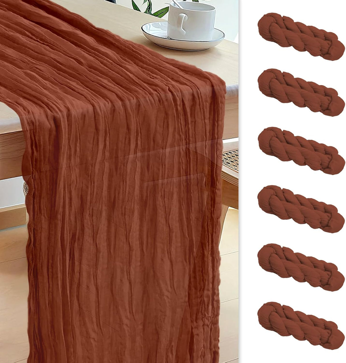 Le courant 12pcs 10Ft Cheesecloth Table Runner, Rustic Boho Gauze Cheese Cloth Runner Table Runner