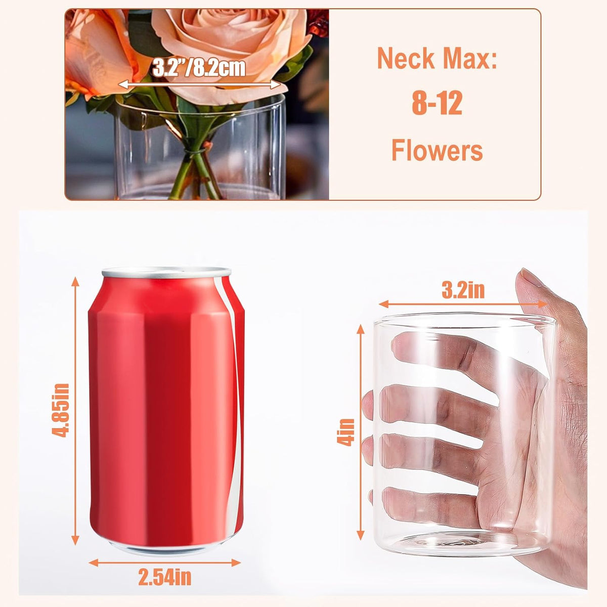 4 Inch Small Glass Cylinder Vases for Centerpieces | 12pcs Clear Flower Vase for Wedding