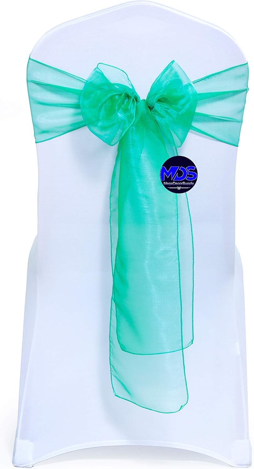 MDS Pack of 75 PCS Organza Chair Sashes Wider Dining Chair Bows Ribbon Tie Back for Wedding Party