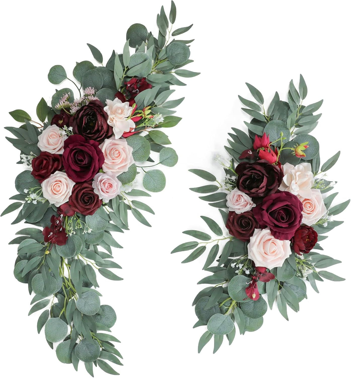 ponatia Wedding Arch Flowers (Pack of 2), Artificial Burgundy Wedding Flowers for Wedding Welcome