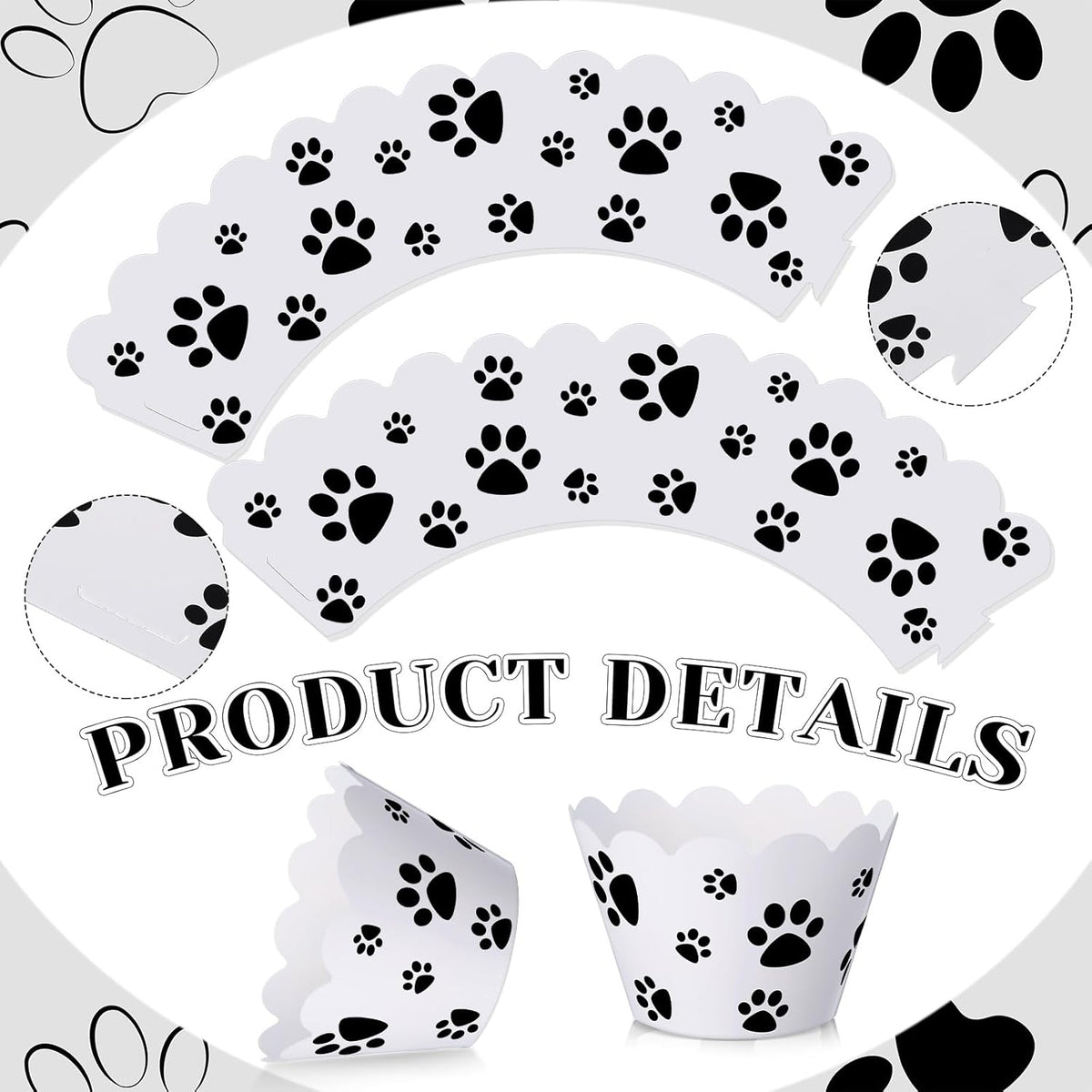 Domensi 100 Pcs Dog Paw Cupcake Wrappers Puppy Themed Cupcake Liners Rustic Baking Cups Baking