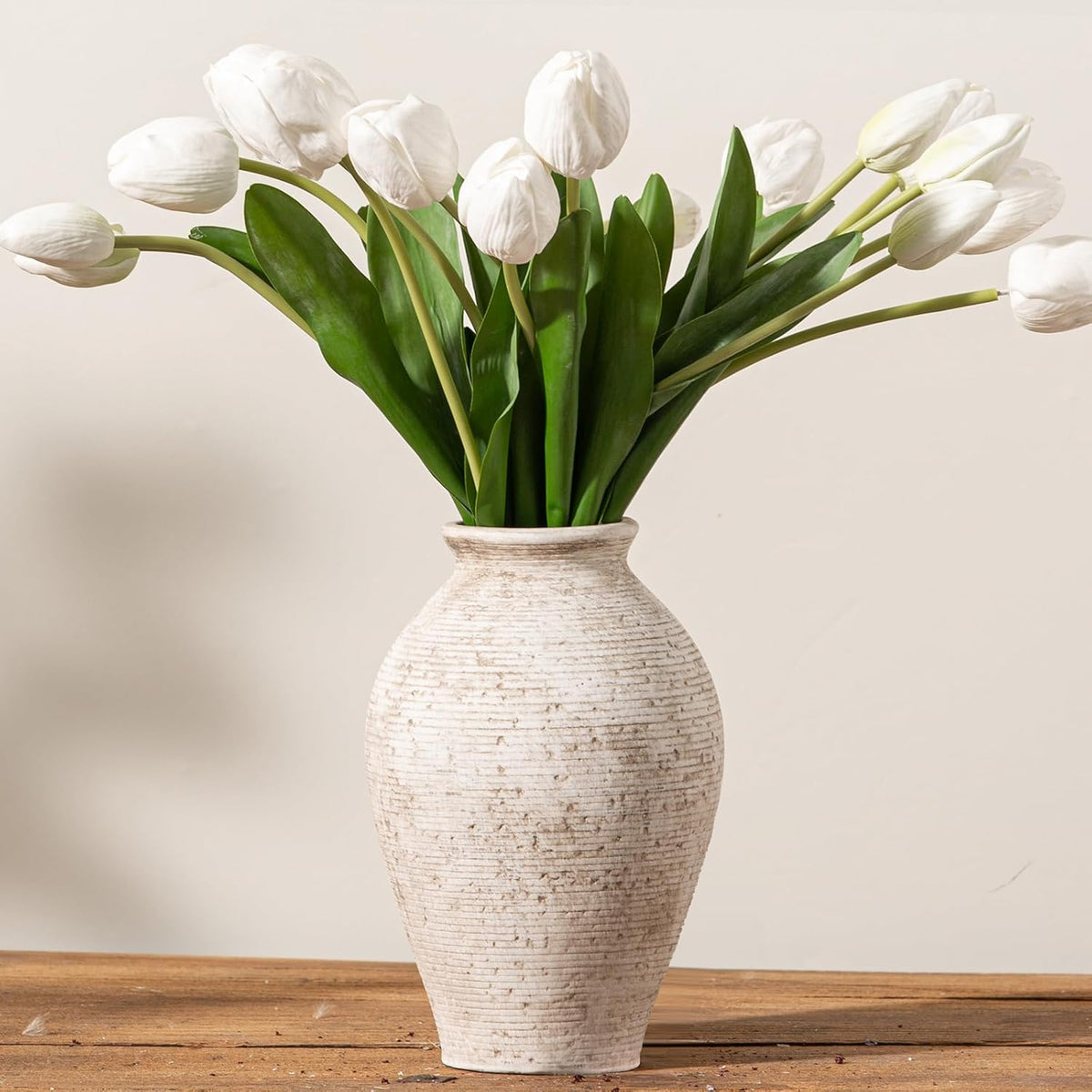 Ceramic Flower Vase Home Decor - Large Farmhouse Table Vases Rustic Vintage Living Room Kitchen