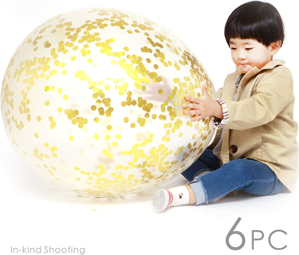 36 Inch Jumbo Confetti Balloons, Giant Latex Balloon with Gold Confetti (Premium Helium Quality)
