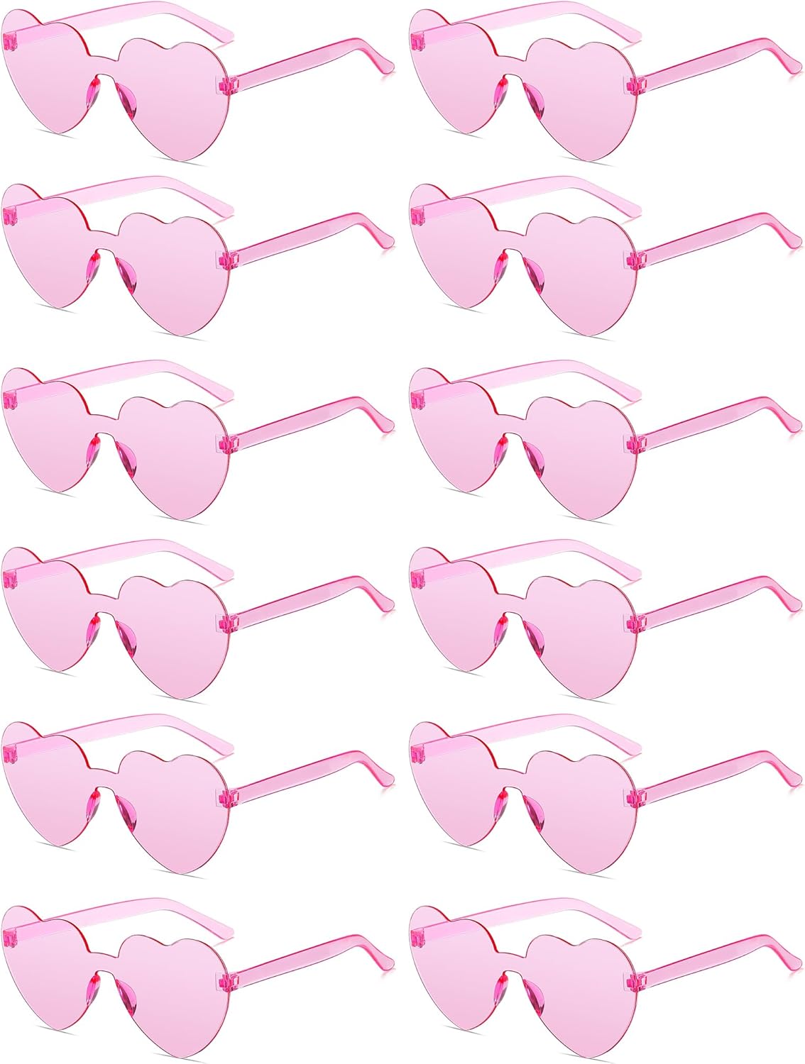12/20/24 Pairs Heart Sunglasses for Women Men, Trendy Heart Shaped Rimless Transparent Sunglasses