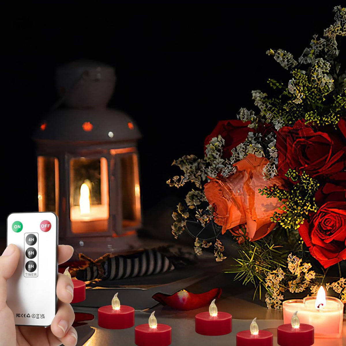 Tea Light Candles with Remote Control,Flickering Flameless LED Candle,Long Lasting