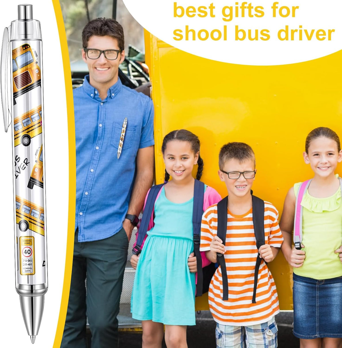 24 Pcs Bus Driver Appreciation Gifts Pens Accessories Thank You Work Ballpoint Pens Birthday Gifts