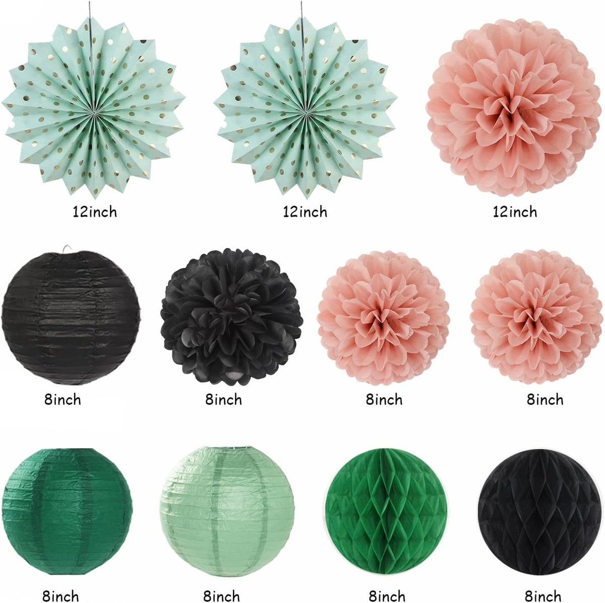 Sage-Green Blush-Pink Black Birthday Party-decorations - 21pcs Girls Woman Happy Banner Garland
