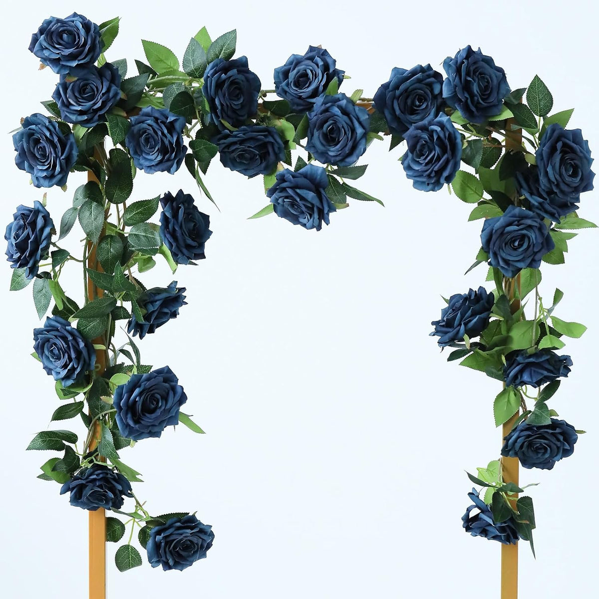 2 Strands 73'' Artificial Silk Rose Flower Vines Garland, Fake Roses Floral Green Leaves Hanging