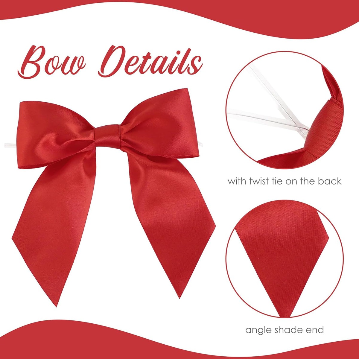 AIMUDI Red Satin Bows 5.5" Bows for Gift Wrapping, Invitations, Baskets, Wreaths, Crafts, Wedding