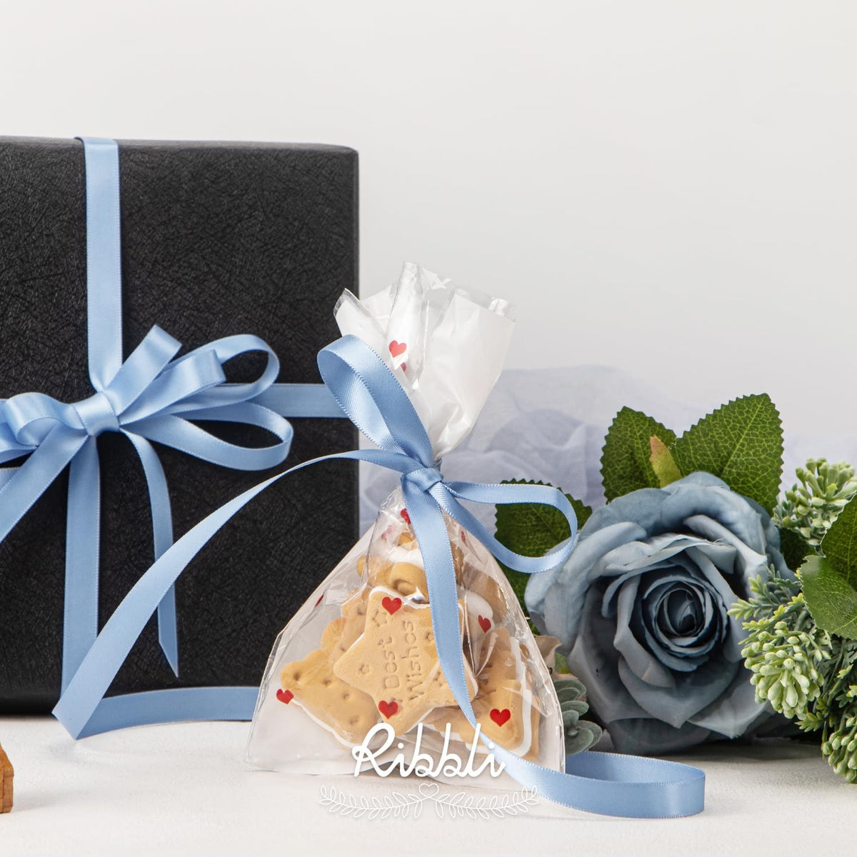 Ribbli Dusty Blue Satin Ribbon,Double Faced Satin 3/8 inch x Continuous 25 Yards,Use for Bows