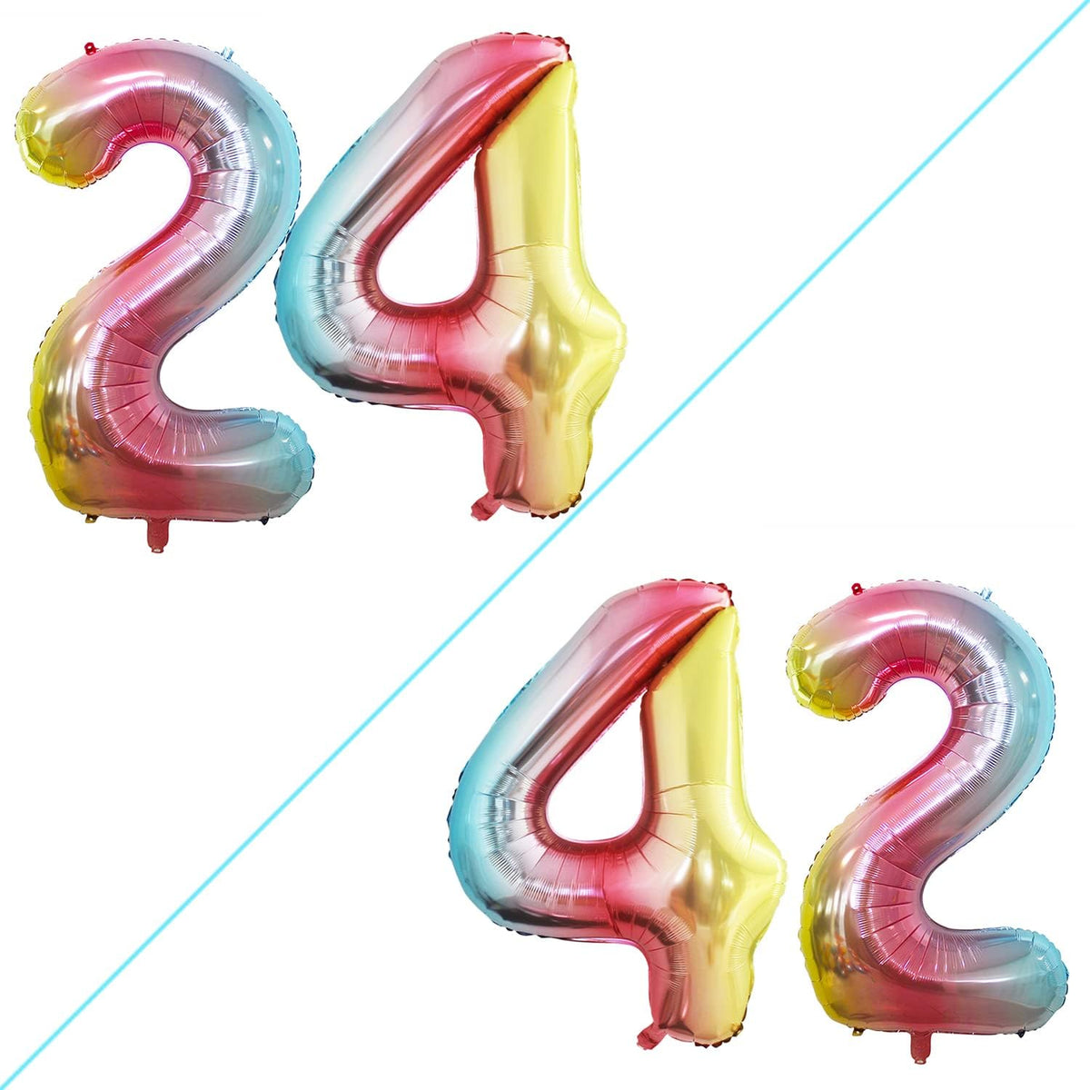 GOER Number 24 Balloons for 24th Birthday Party Decorations,42 Inch Jumbo Foil Helium 42 Balloons