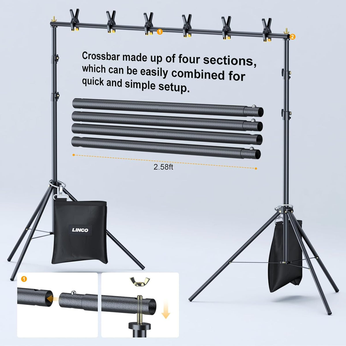 LINCO Backdrop Stand for Parties Kit 10x7 ft Adjustable Back Drop Photography Studio Photo