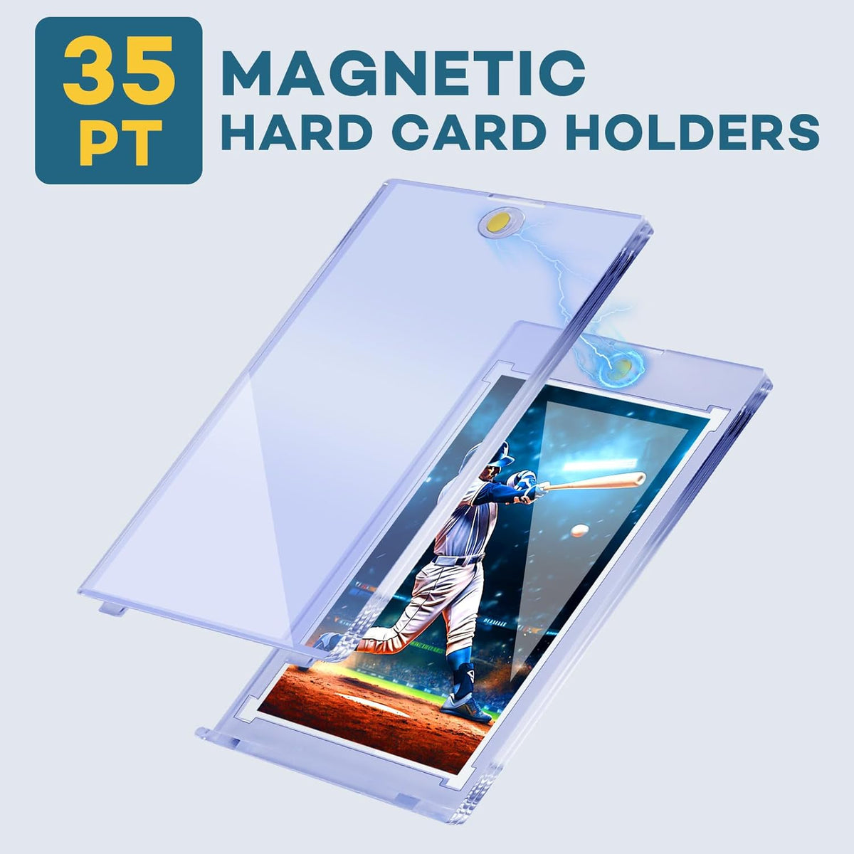 100ct Magnetic Card Holders, Magnetic 35pt One Touch Card Holders, U-V Protection Hard Plastic