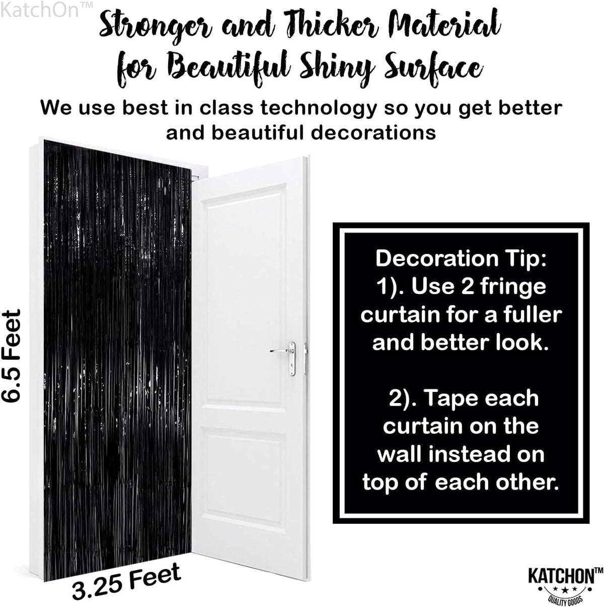 KatchOn Large Black Fringe Backdrop - Pack of 2 | Black Streamers for Halloween Party Decorations |