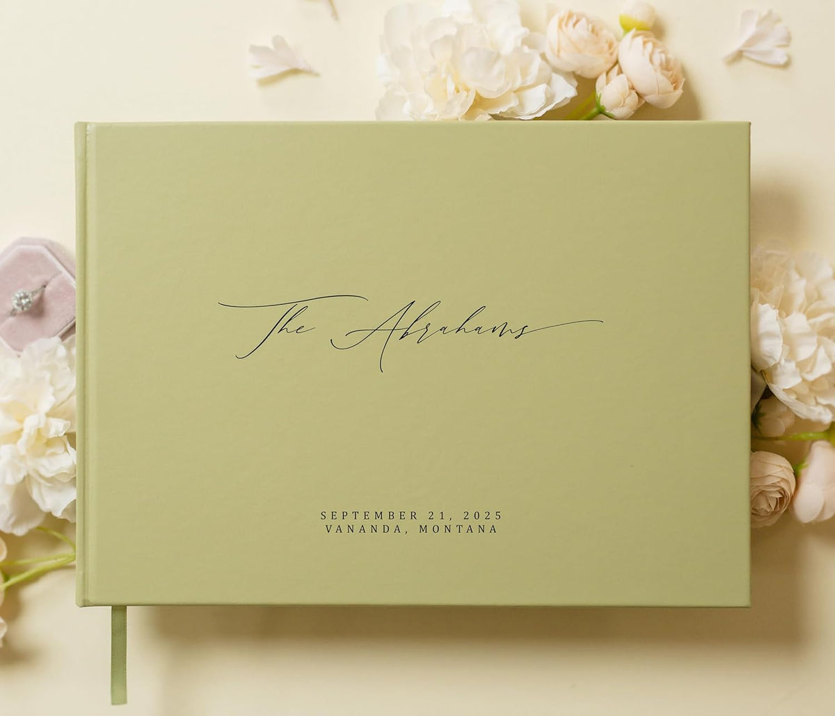 MUUJEE Personalized Guestbook in Sage - Premium Custom Modern Guest Book for Wedding Reception