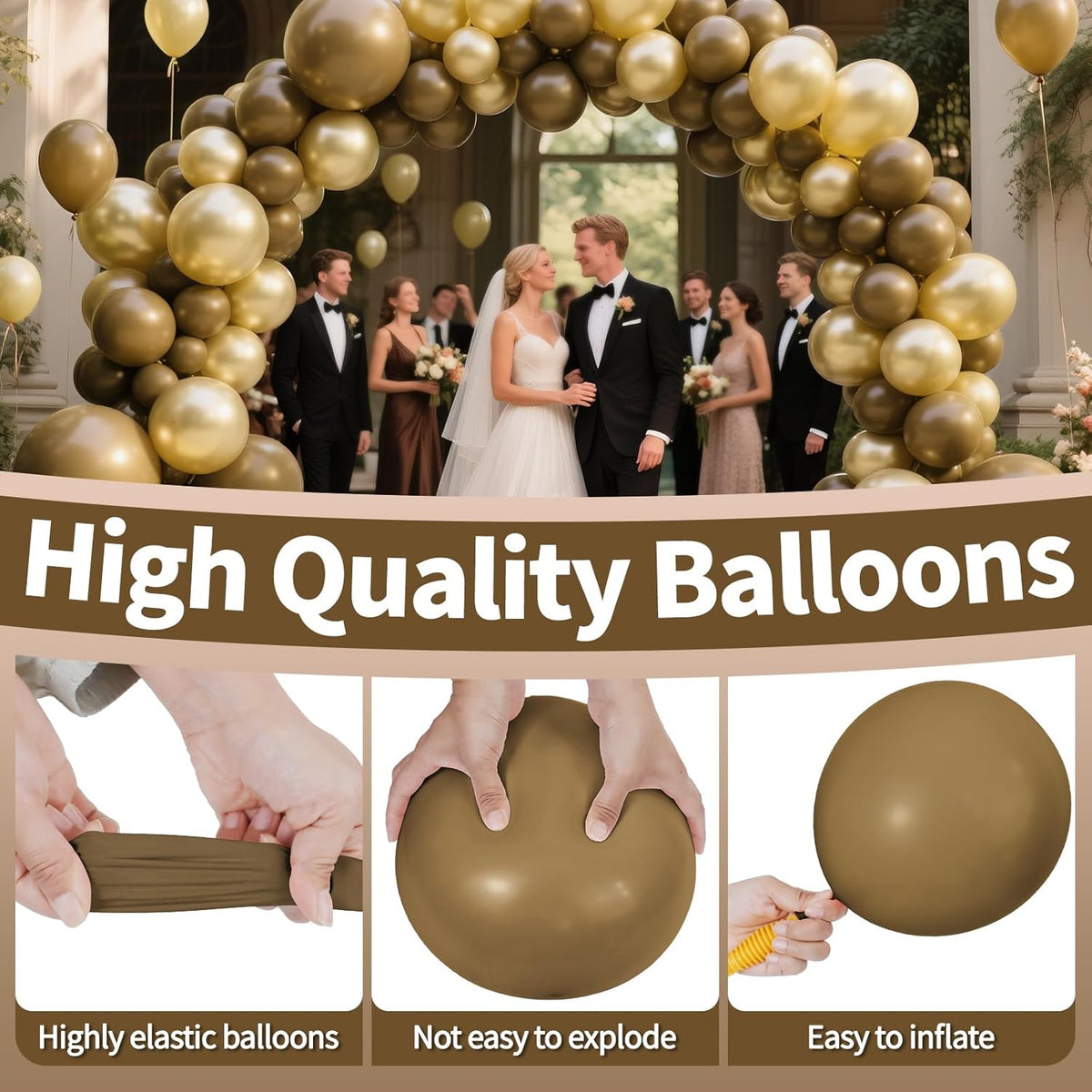 KAWKALSH Brown Balloon 12 Inch, 110pcs Latex Party Balloons Helium Bright Color for Birthday Baby