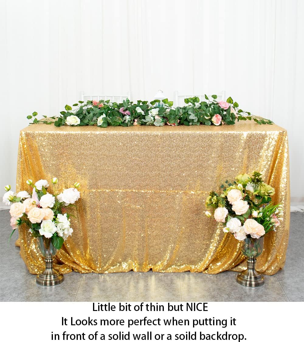 ShinyBeauty Sequin Tablecloth 72x72-Inch Gold Square Sequin Table Cover Glitter Table Cloth