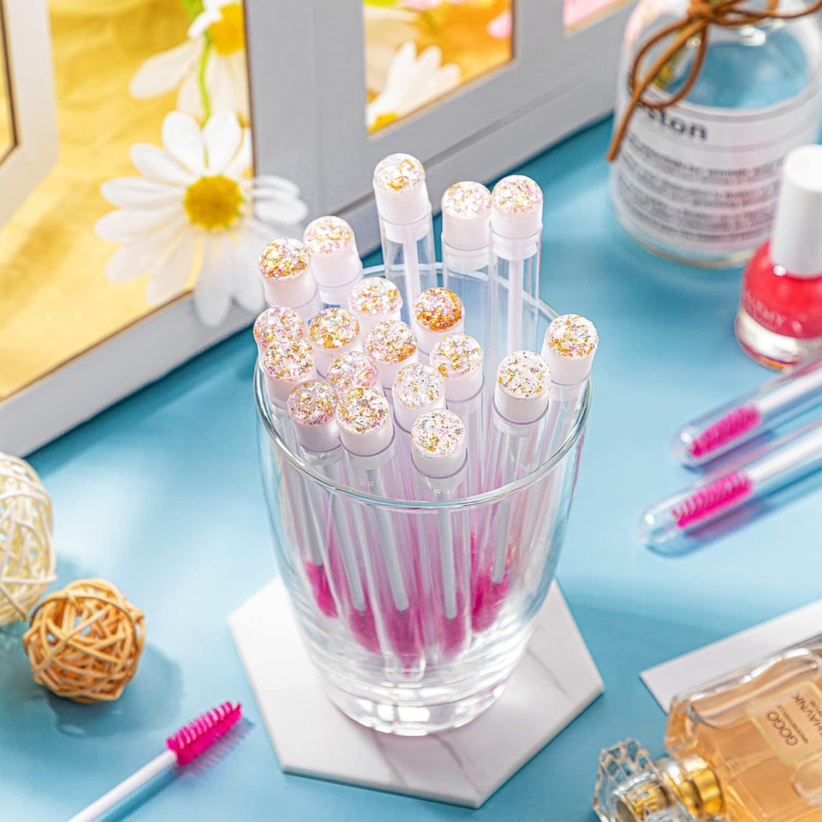 80 Pieces Disposable Mascara Brushes Tubes Set, 40 Pieces Empty Mascara Wand Tube with 40 Pieces