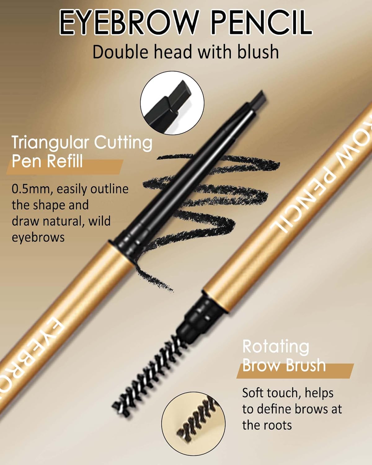 Eyebrow Pencil, 12Pcs Coffee Ultra-Fine Retractable Eye Brow Pencil for Women,Long-Lasting
