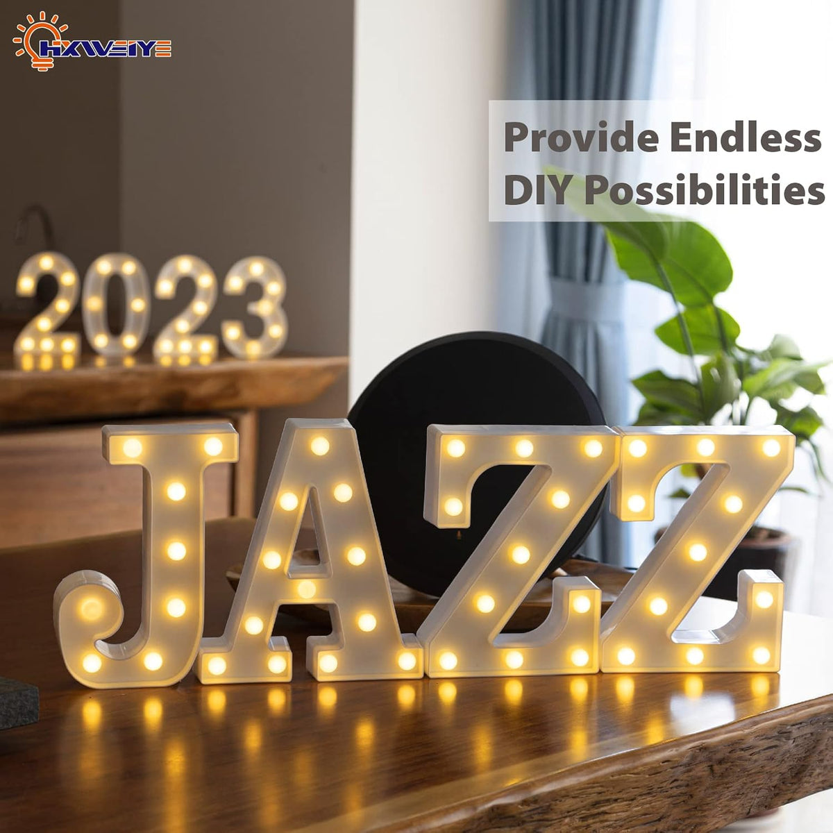 HXWEIYE LED Marquee Letters Lights Sign - J, 26 Alphabet & Number 0-9 Warm White Led Letters for