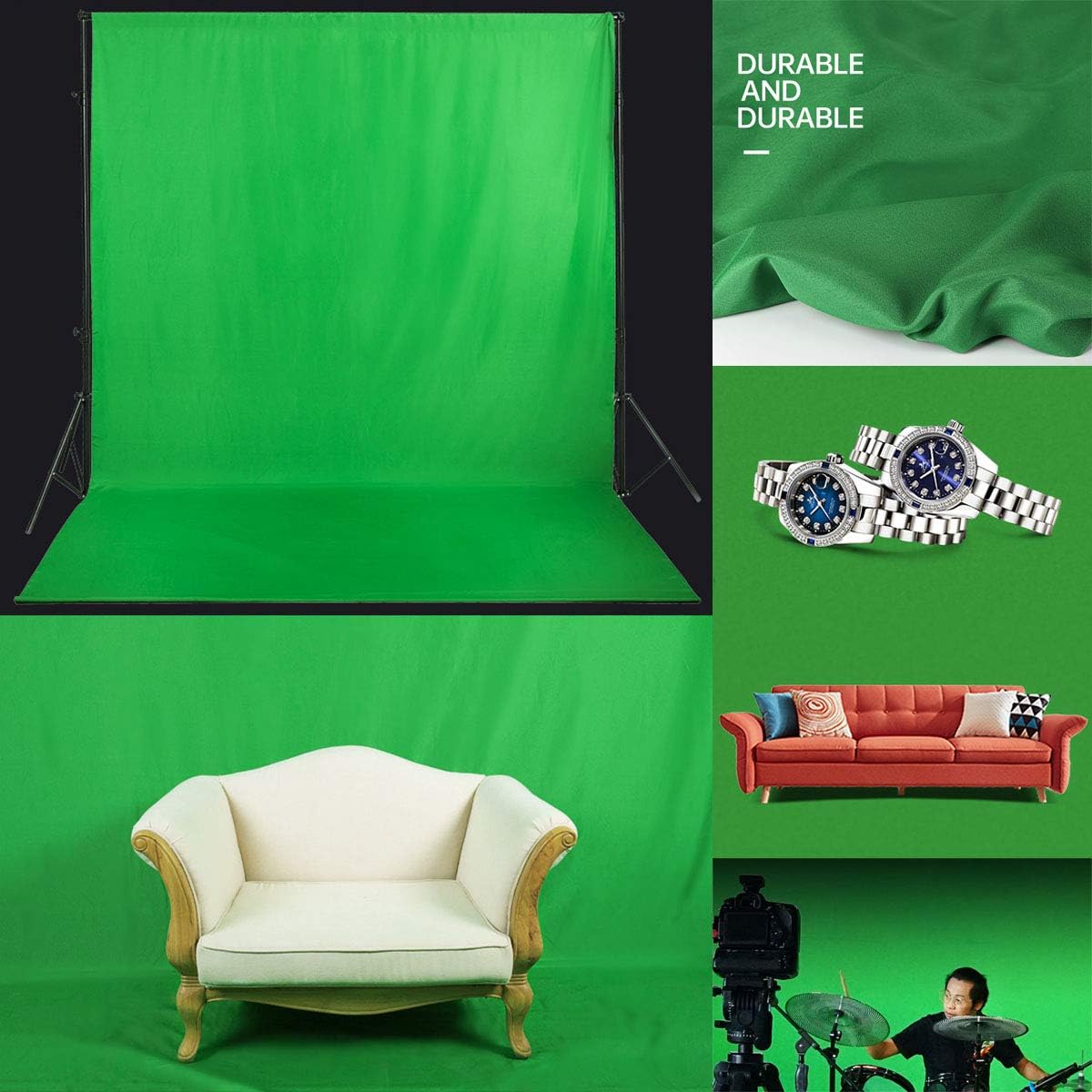 Green Screen Backdrop 8x10ft Photo Backdrop Chromakey Muslin Portrait Green Backdrop for PS
