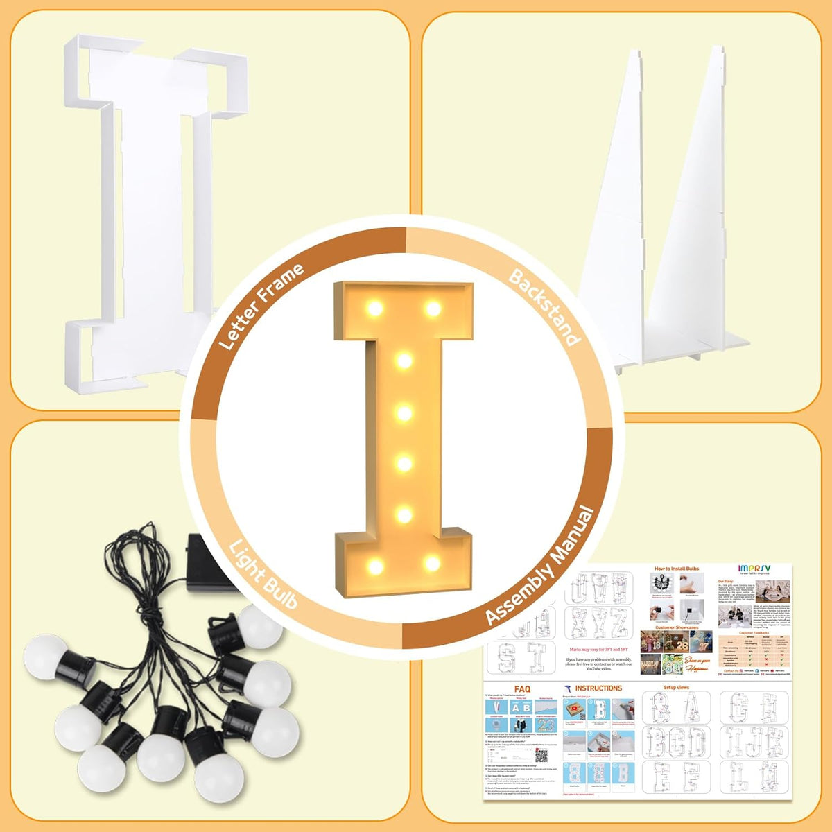 imprsv Marquee Light Up Letters, 3FT Marquee Letters for Birthday Baby Shower Wedding Decorations