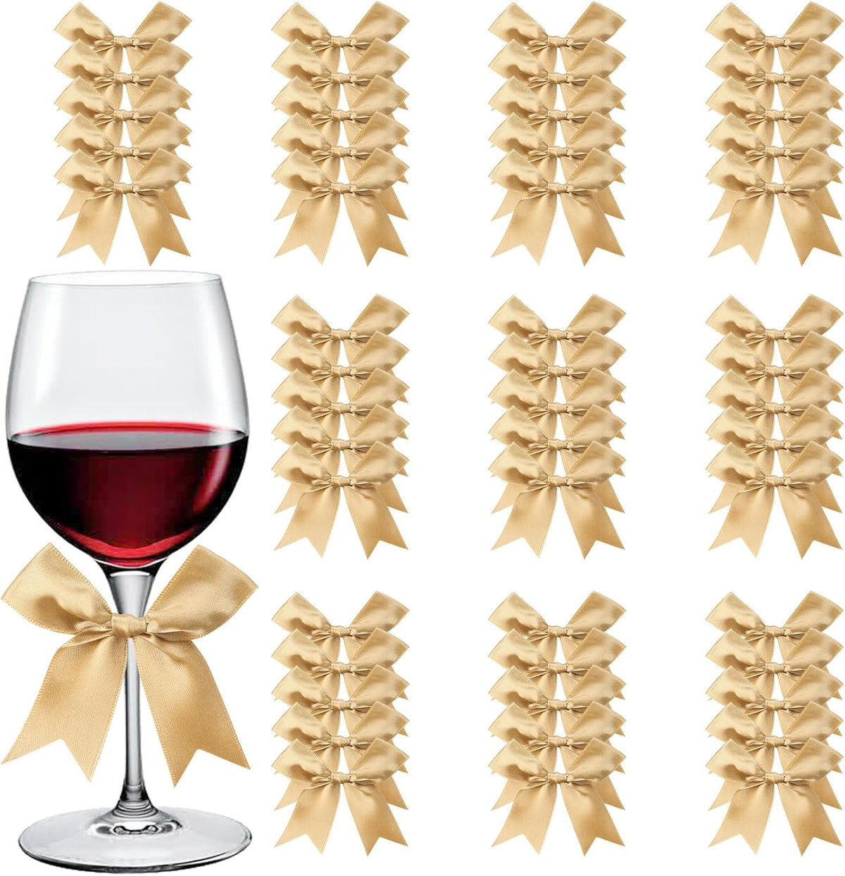 Feluwi Golden Gift Wrap Bows (50 Pcs) - 3.3 Inch Elegant Plastic-Free Bows for Christmas Gifts