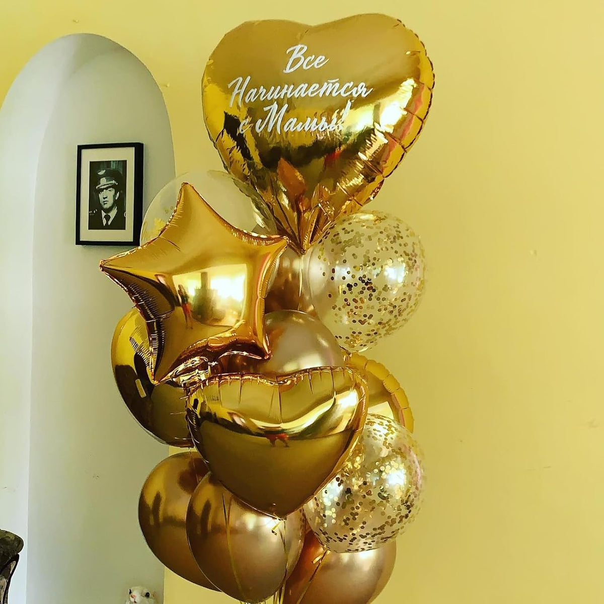 Gold Heart Foil Heart Shaped Balloons, 10PCS Gold Foil Heart Balloons Valentines Balloons, 18inch