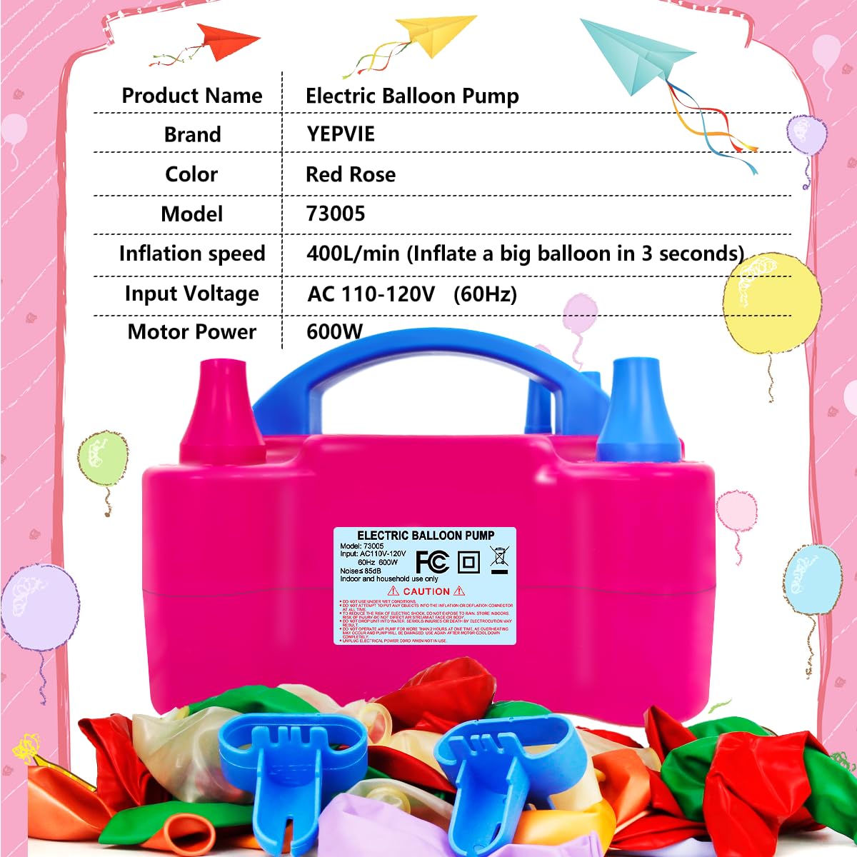 YEPVIE Electric Balloon Pump, Portable 2 Modes Balloon Blower Machine with 14 Balloon Arch Kits
