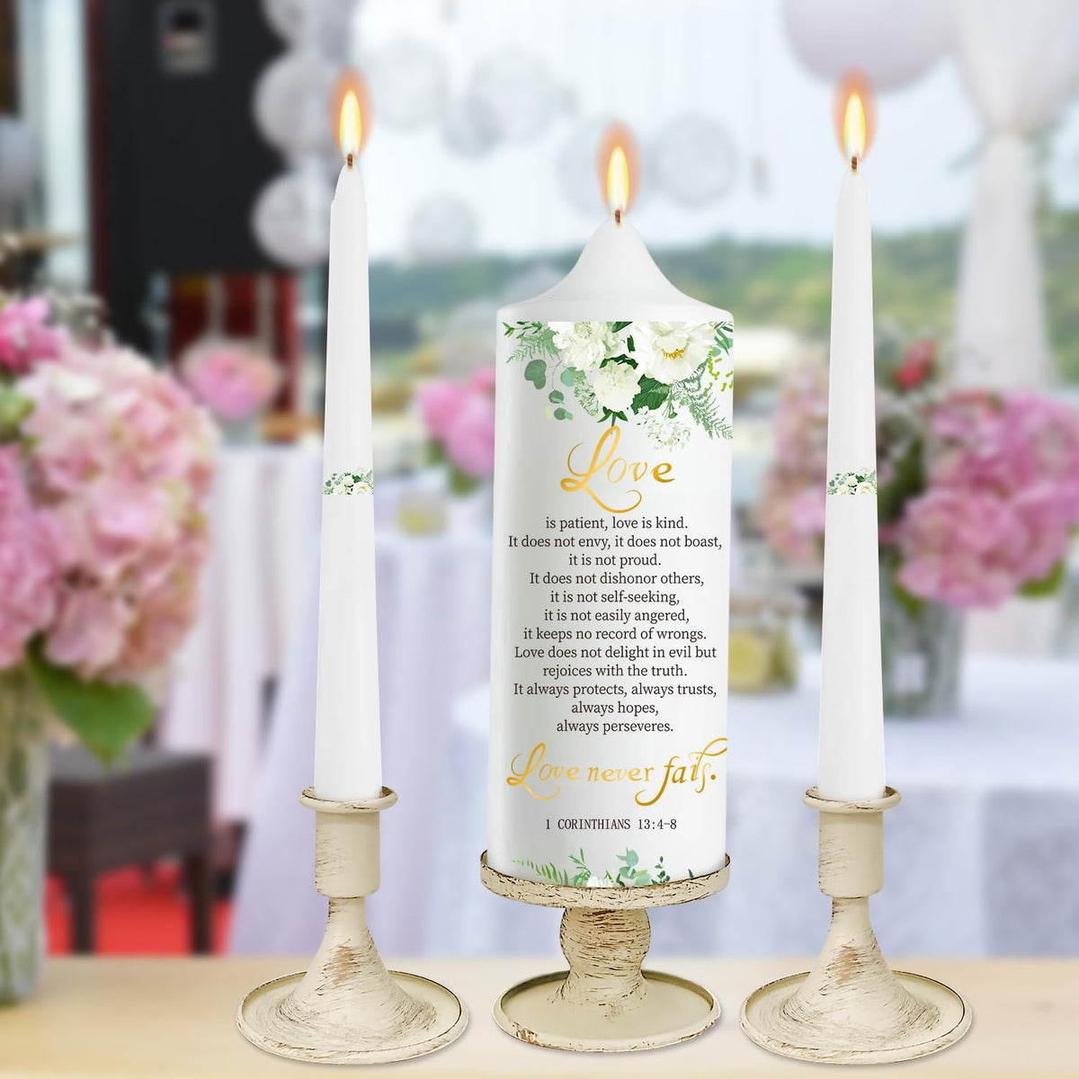 Extrogif Unity Pillar Candles for Wedding Ceremony Set - 3 Wedding Candles Unity Set with Holders