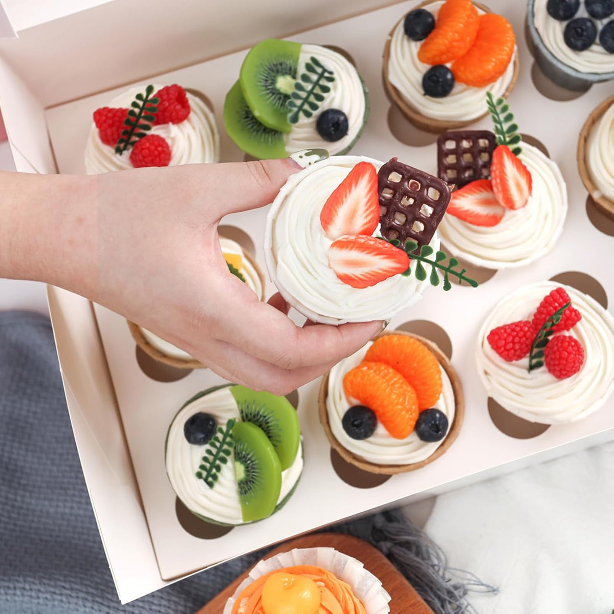 VGOODALL 3PCS White Cupcake Container, 12 Count with Window Boxes Holding 36 Pastry Box for