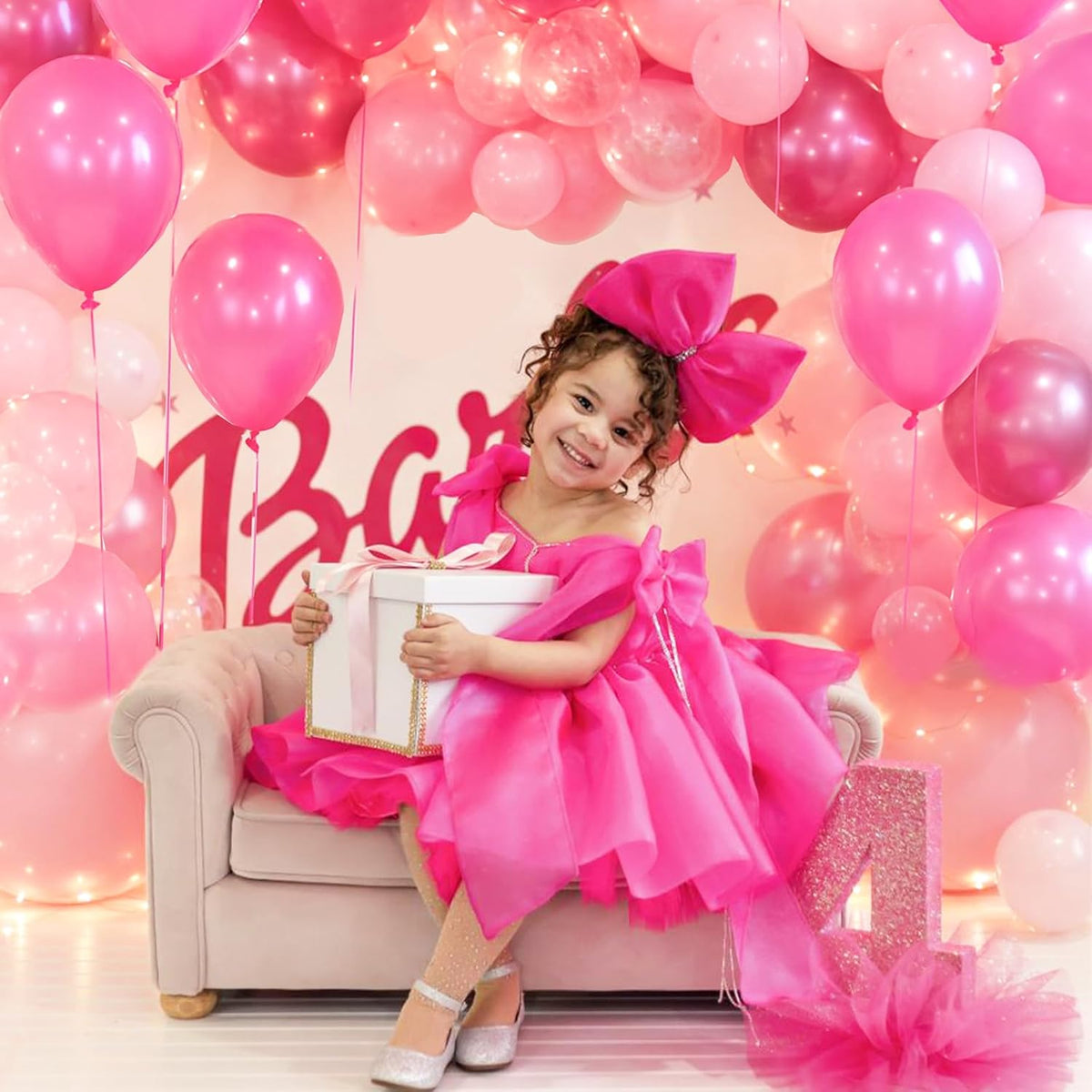 Patimate Pink Balloons Set, 50 pcs 12 inch Metallic Pastel Hot Pink Latex Balloons Kit for Girls