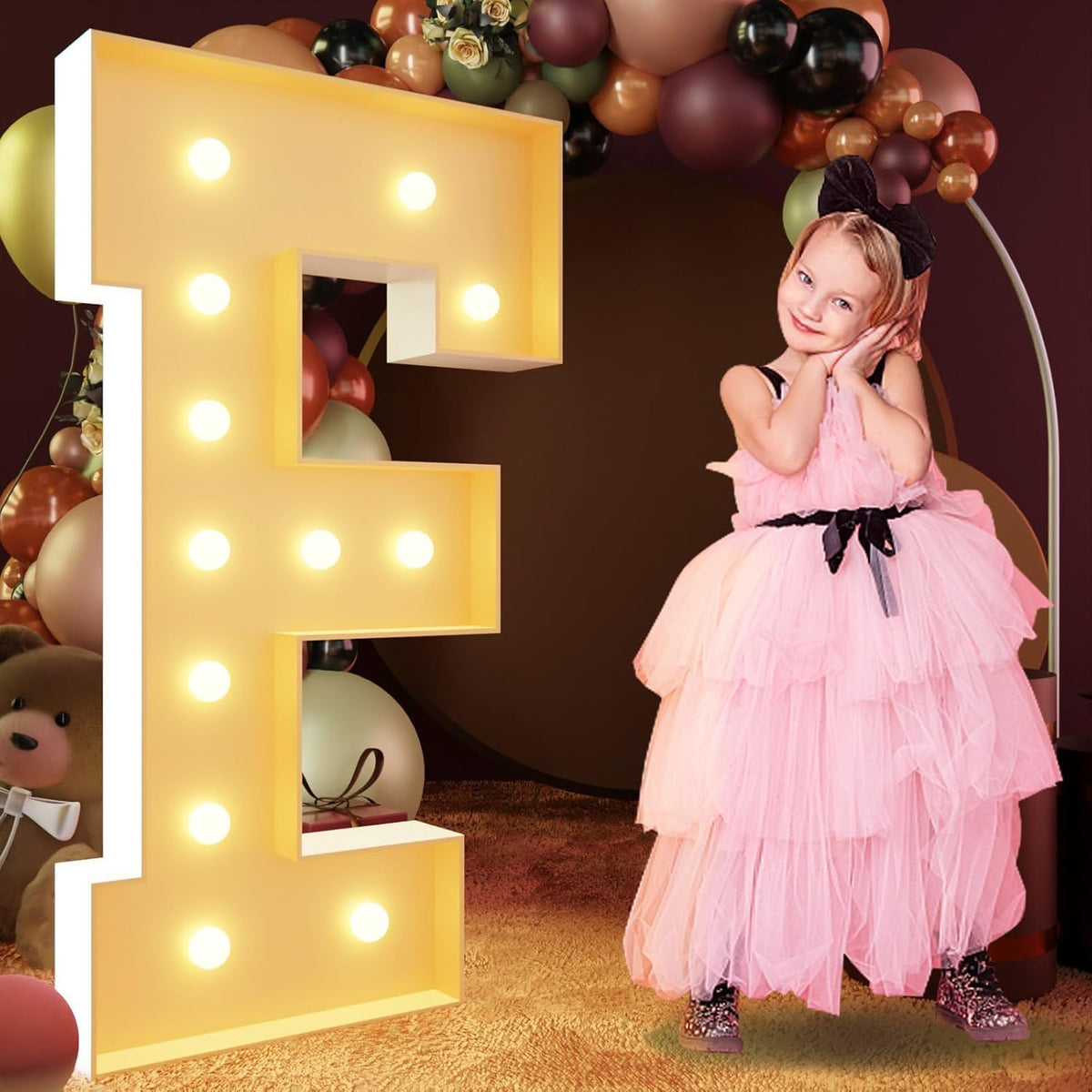 Imprsv 4FT Light Up Marquee Letter F - Large Letter for Birthday Party, Wedding Decorations, Arch
