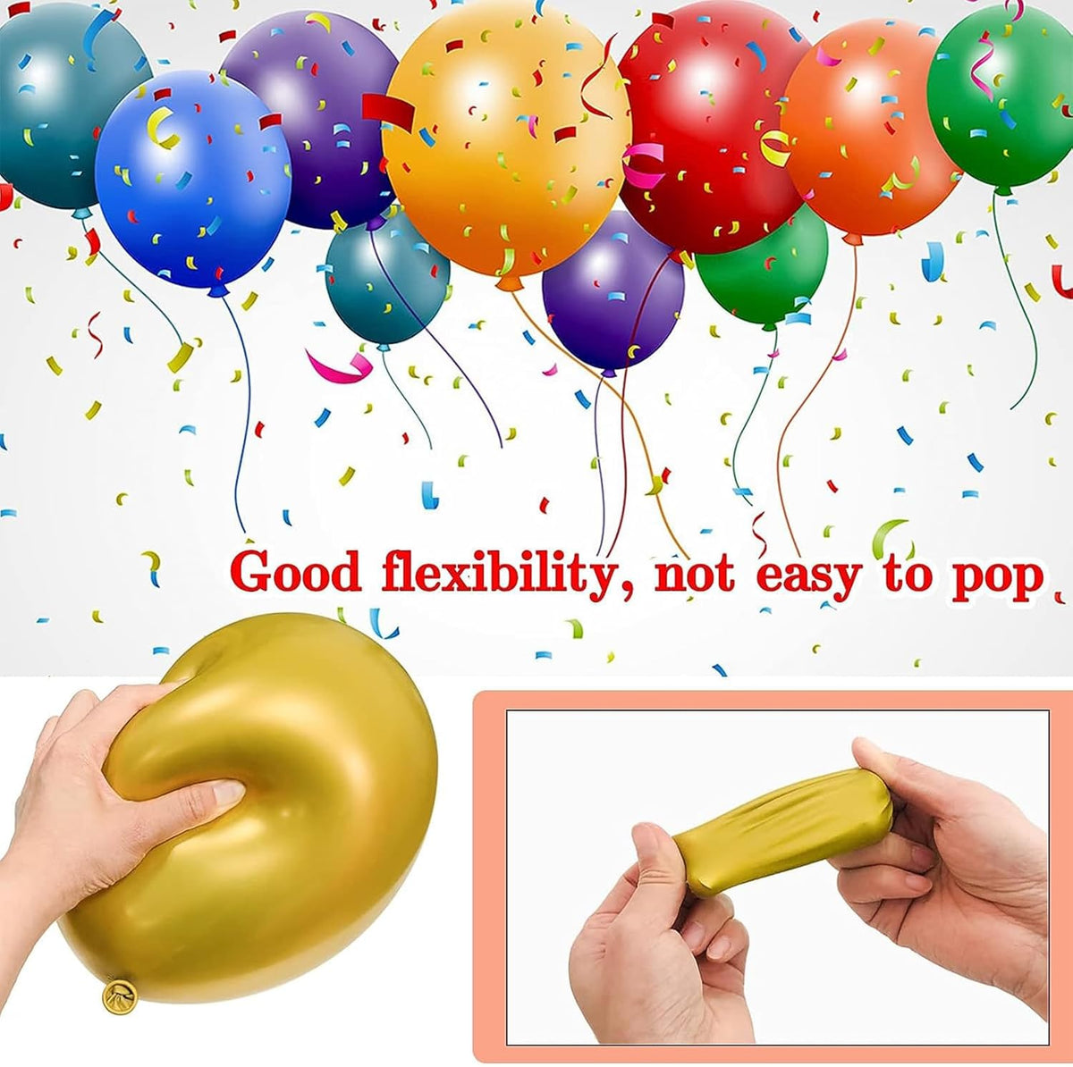 68Pcs Black White Gold Balloons with 12 Inch Black Gold Confetti Balloons for Graduation Birthday
