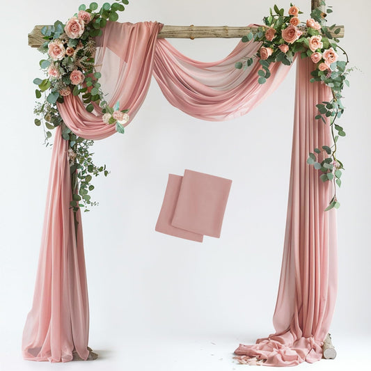 Wedding Arch Draping Fabric 2 Panels 28.7" x 20FT Dusty Rose Sheer Chiffon Backdrop Drapes for
