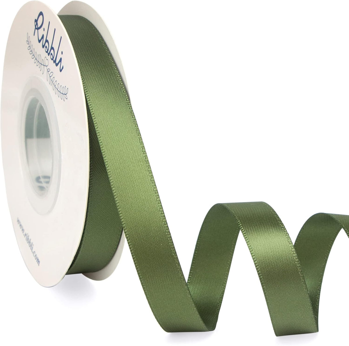 Ribbli Moss Green Satin Ribbon,Double Faced Satin 1/2 inch x Continuous 25 Yards,Use for Bows