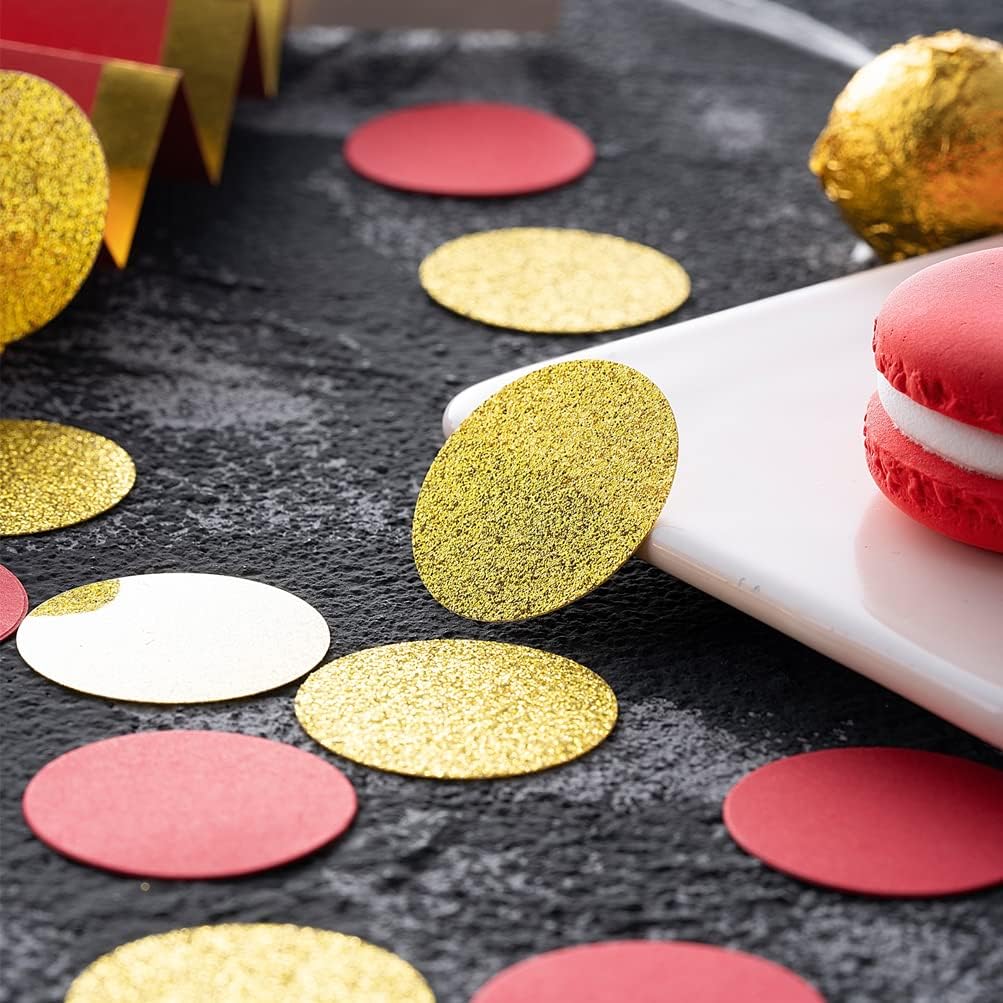 Gold and Red Confetti Table Decoration for Birthday Wedding Graduation Retirement Theme Party,1.2