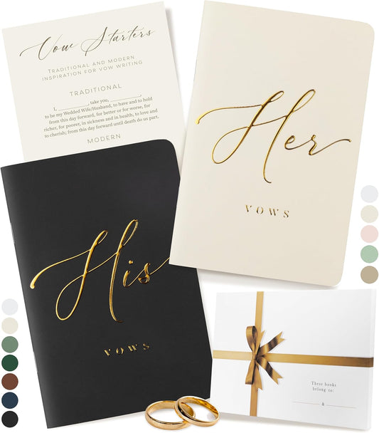 ARTESORI Premium Wedding Vow Book for Her & Him, Soft Touch, Gold Foil, 28 Lined Pages, Wedding Vow
