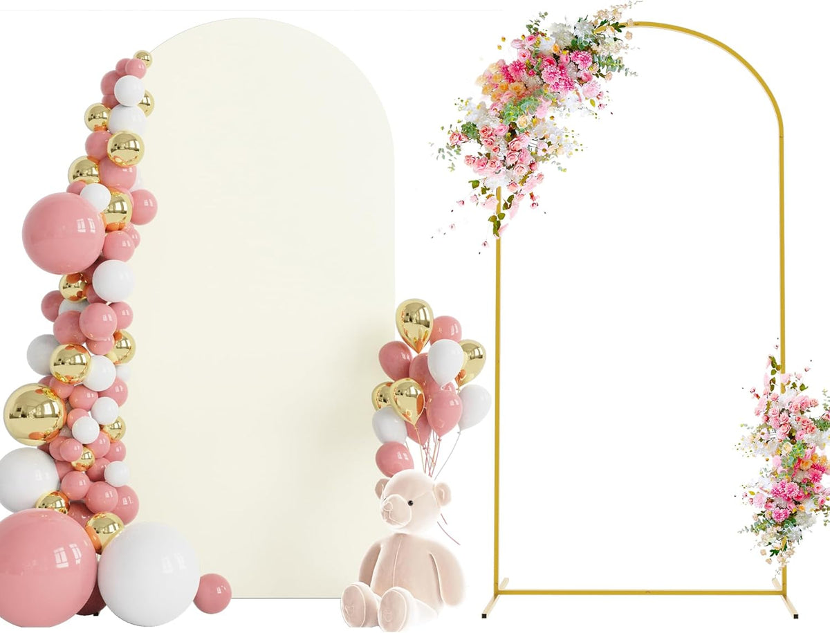 Wokceer 6.6 FT Wedding Arch Stand and Arch Cover, Metal Arch Stand with Arch Stand Cover for