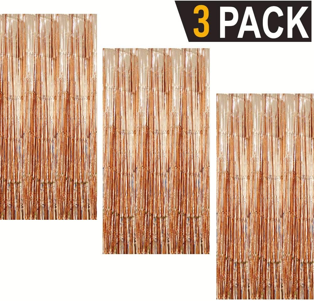 GOER 3.2 ft x 9.8 ft Metallic Tinsel Foil Fringe Curtains Party Photo Backdrop Party Streamers for