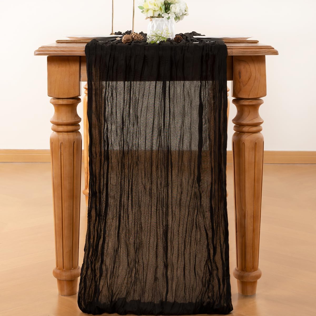 Black Table Runner Cheesecloth Table Runner 10FT Farmhouse Table Runners 120 Inches Fall Table