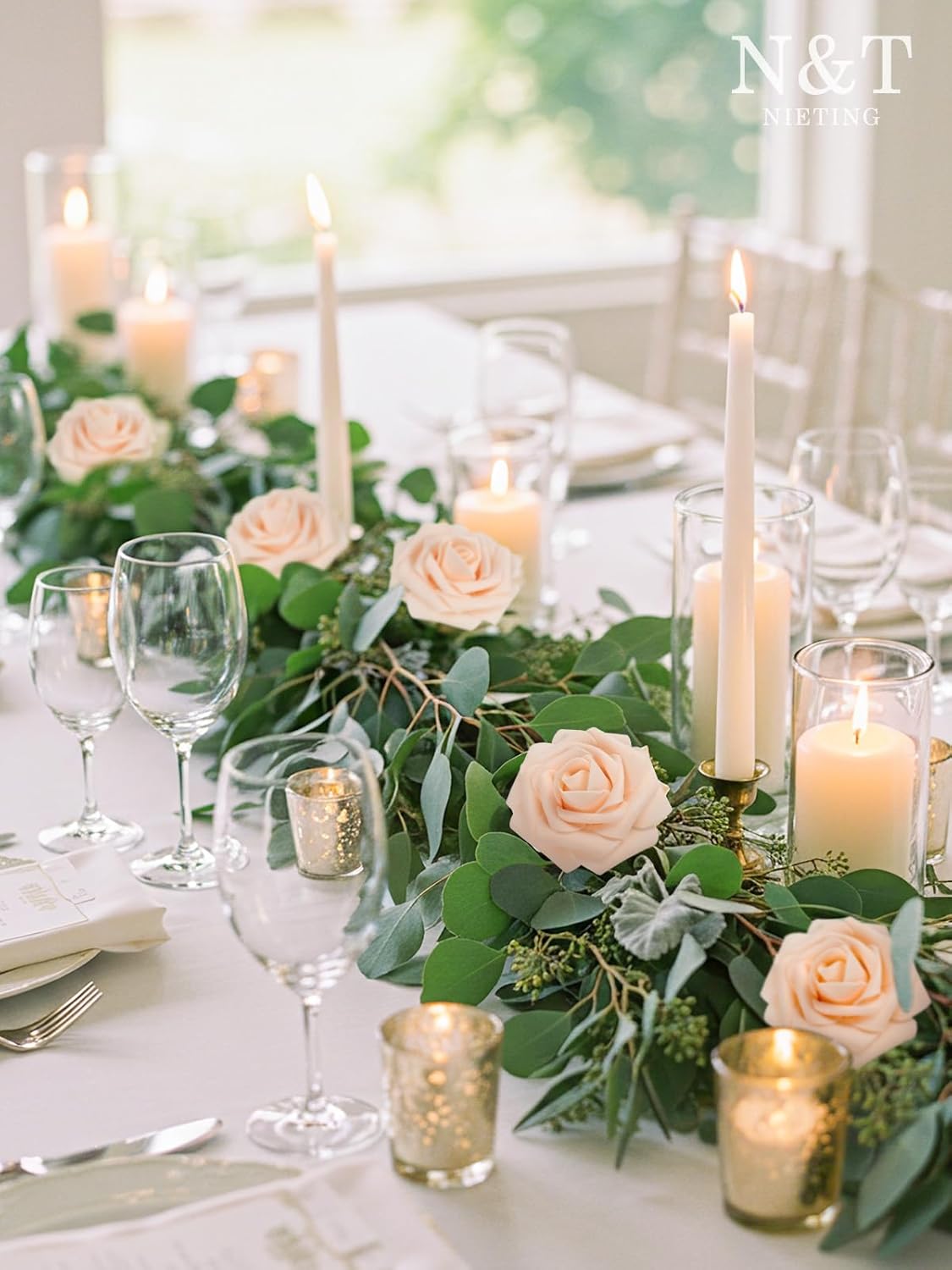 N&T NIETING Artificial Flowers, 25Pcs Fake Flowers Roses Perfect for DIY Wedding Bouquets