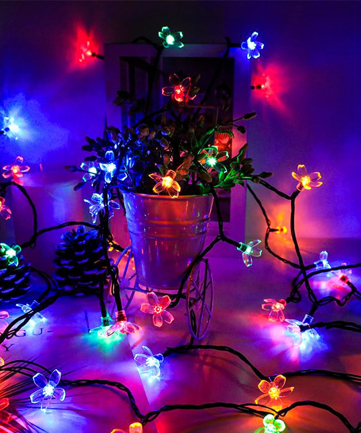 Pastel Flower String Lights Indoor Decorations, 33ft 100 LED USB Plug in Aesthetic Cherry Blossom