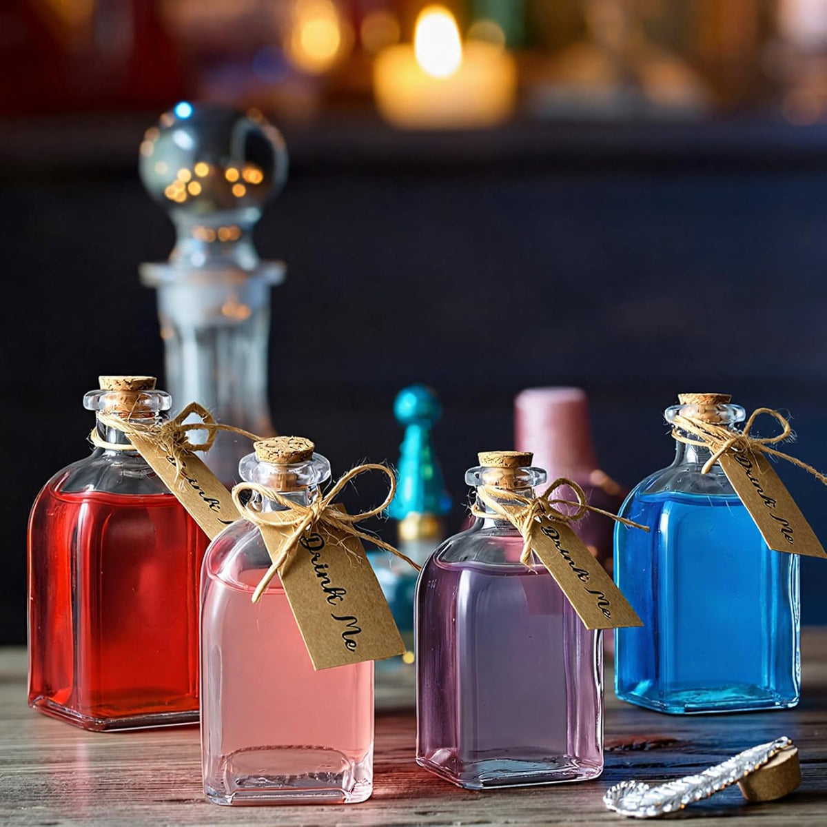 Baderke 18 Pcs 4oz Glass Potion Bottles Favor Jars with Cork Lid Twine Tags Glass Bottles Tiny