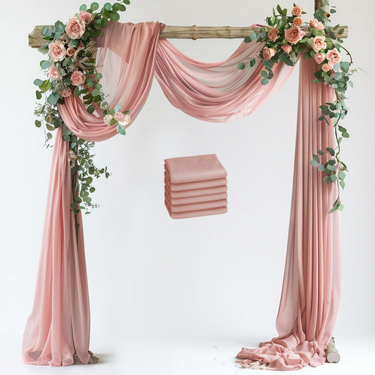 Wedding Arch Draping Fabric 6 Panels 28.7" x 20FT Dusty Rose Sheer Chiffon Backdrop Drapes for