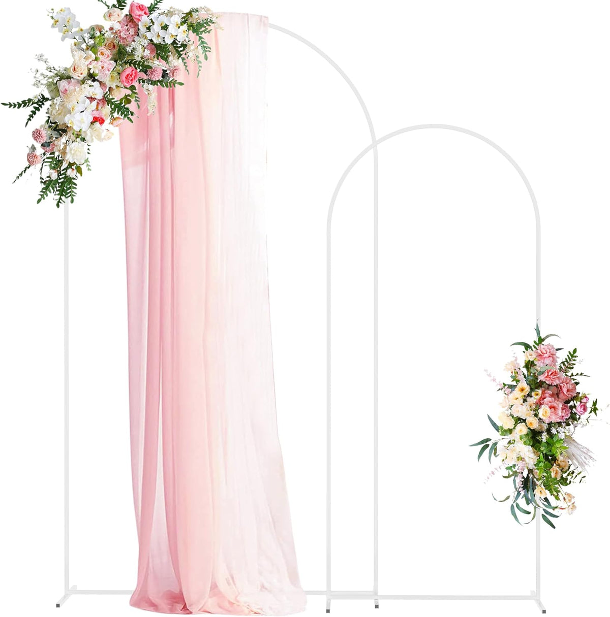Wokceer Wedding Arch Stand 7.2FT, 6FT White Metal Arch Backdrop Stand Set of 2 for Birthday Party