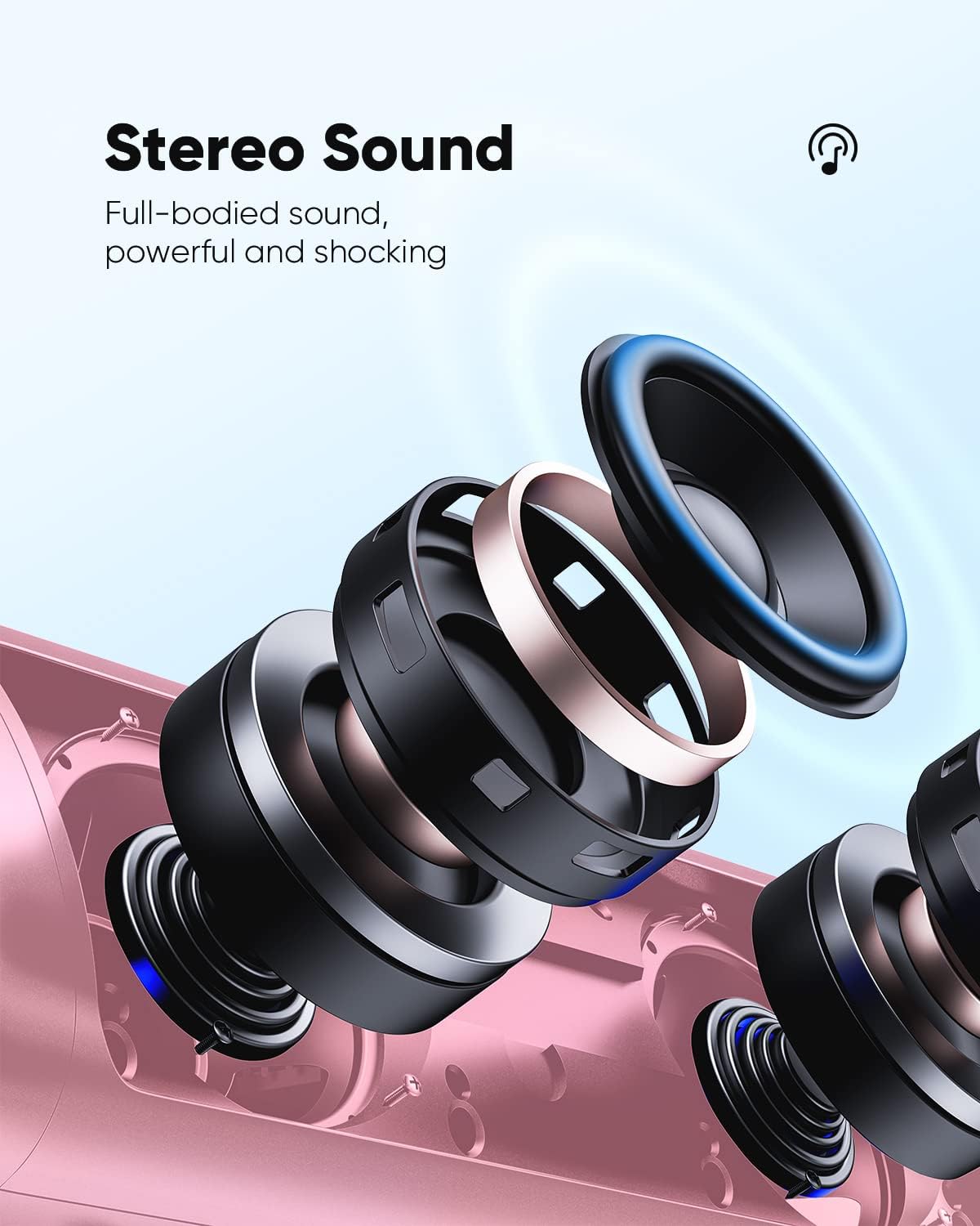 Bluetooth Speaker with HD Sound, Portable Wireless, IPX5 Waterproof, Up to 20H Playtime, TWS