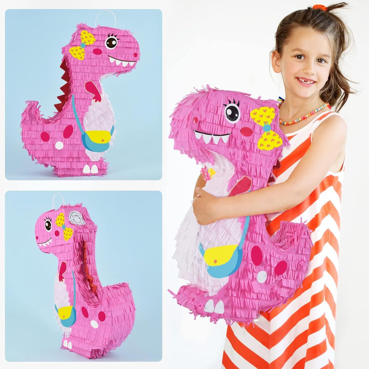 Dinosaur Pinata - Dinosaur Birthday Party Supplies for Girls Kids Dino Themed Party Pinata Bundle