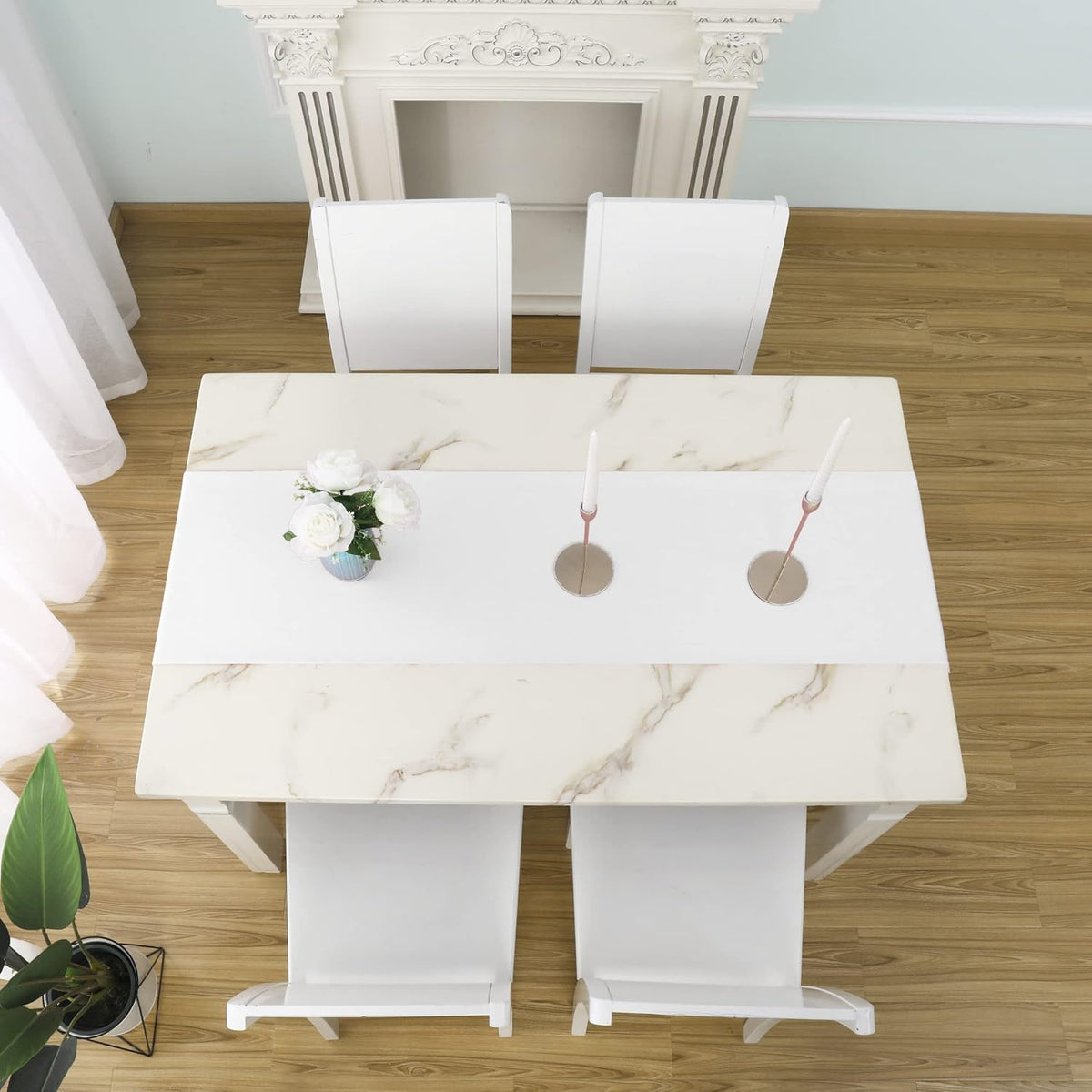 DUALIFE Pure White Table Runner 72 inch Length Soft Color Thick Polyester Decorative Cloth
