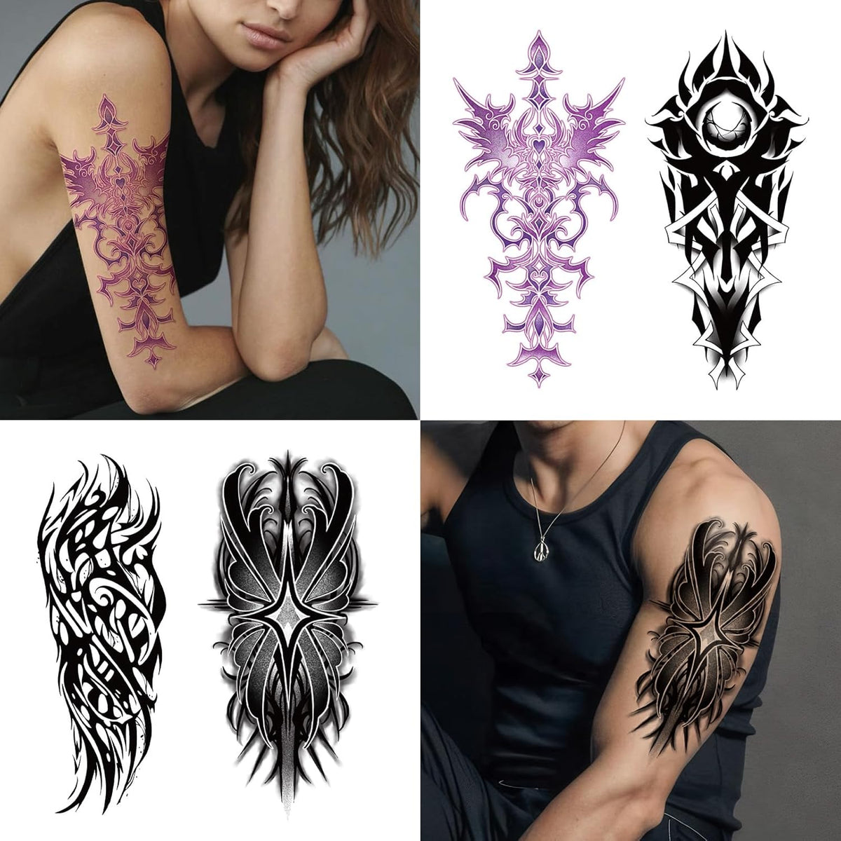 Yazhiji 77 Sheets Cyber Sigilism Temporary Tattoos Adult, 17 Sheets Cyber Seal Fake Arm Chest